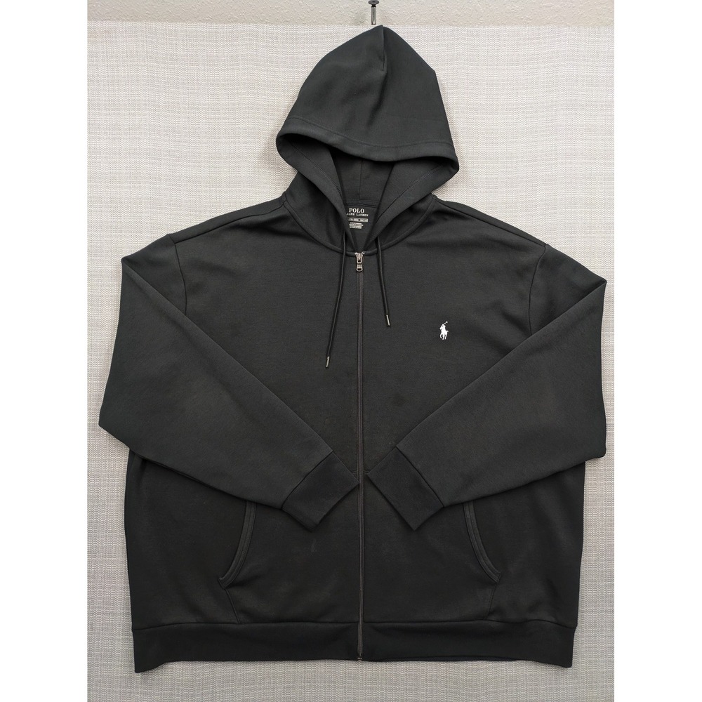 Polo Ralph Lauren Hoodie Mens 3XB Black Full Zip Pony Fleece Big Tall Sweatshirt